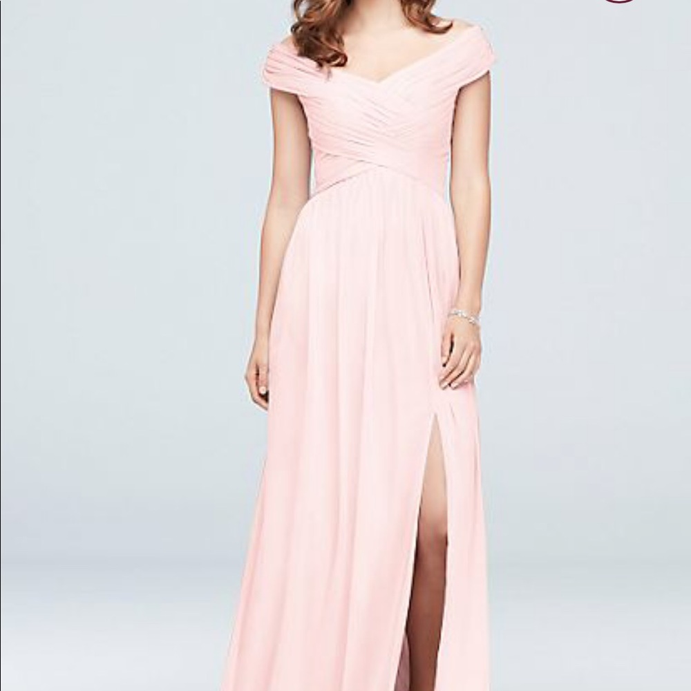 David’s Bridal Crisscross Bridesmaid Dress Petal